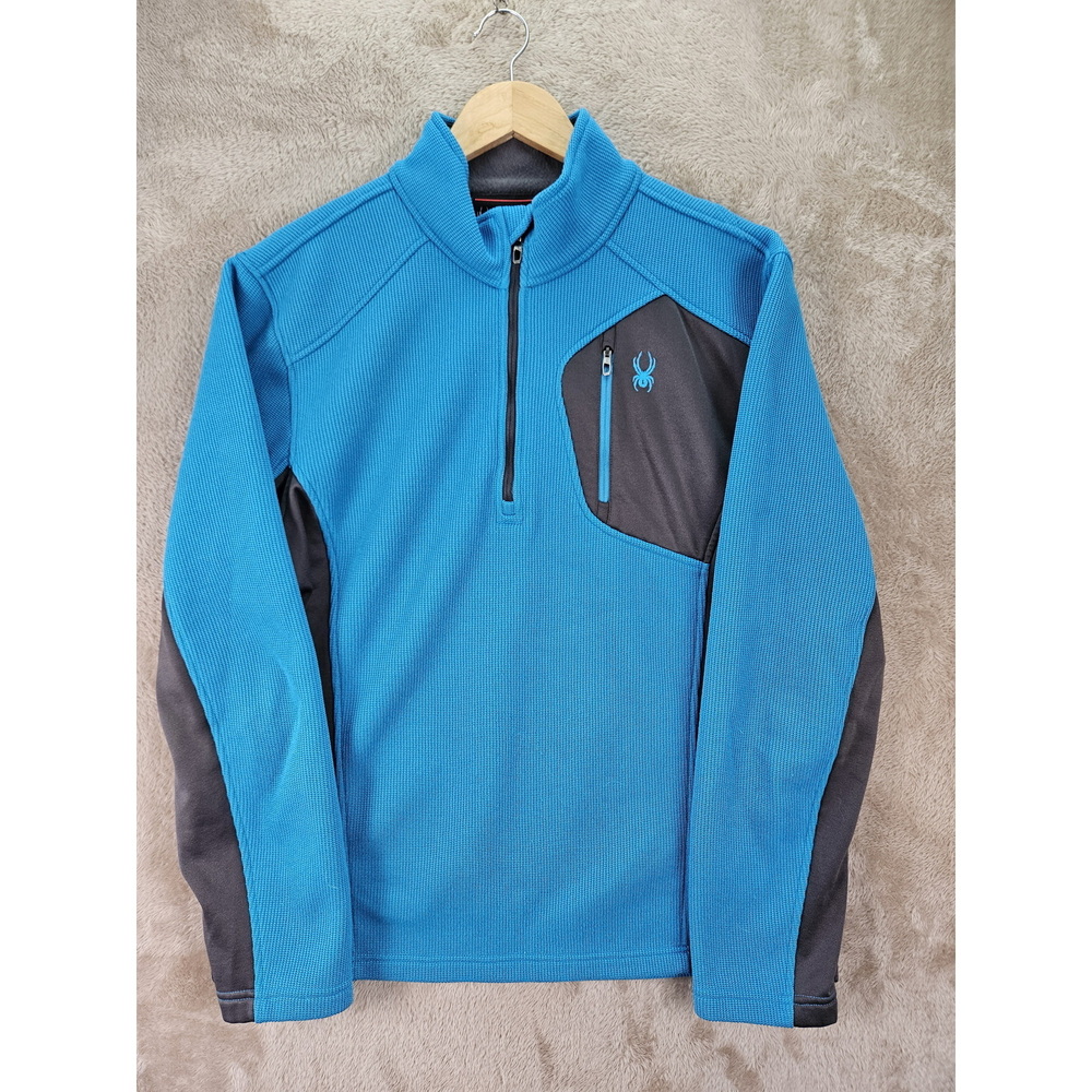 Spyder Bandit 1/2 Zip Men's Winter Fleece Jacket Vibrant Blue and Gray